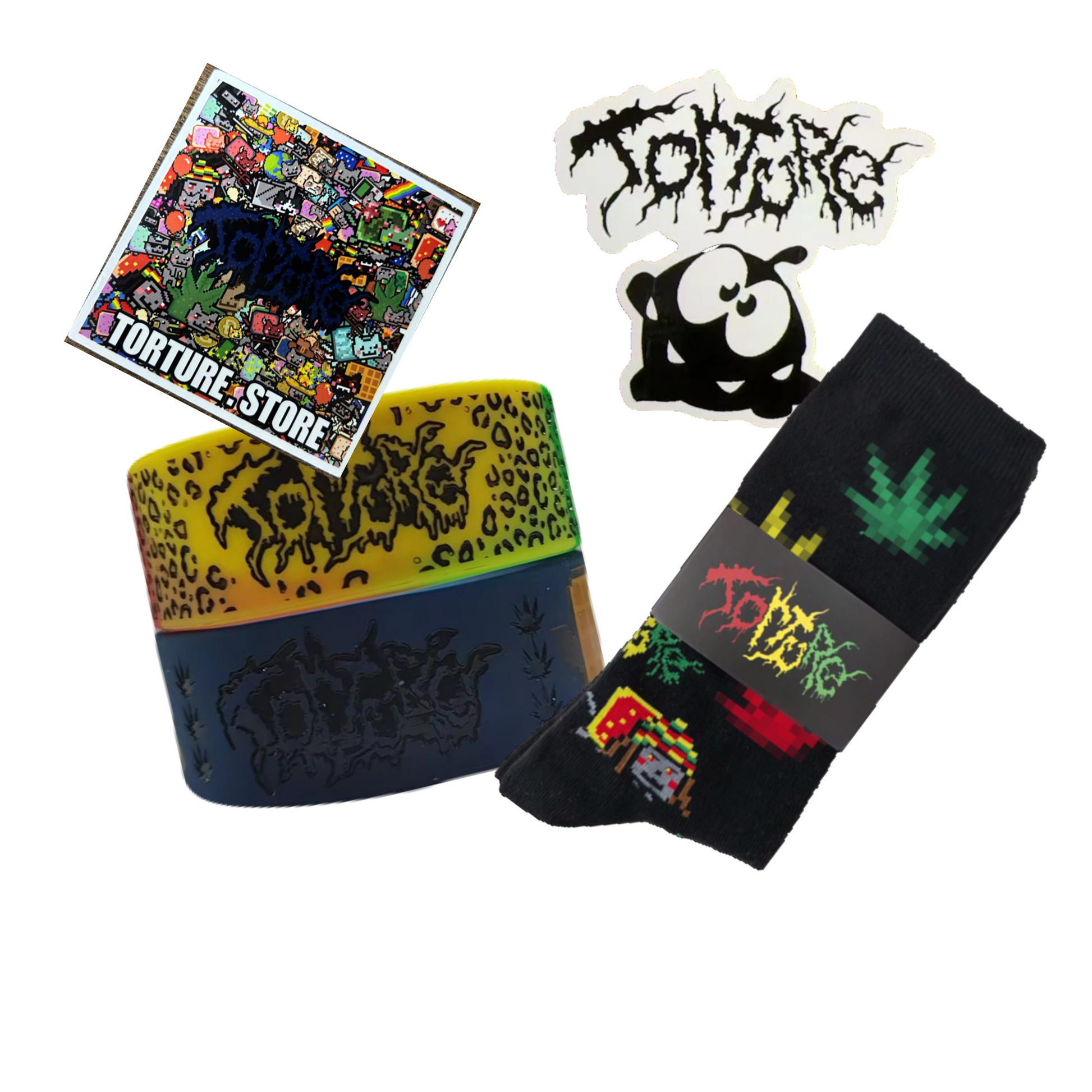 Rasta Cat Socks BUNDLE (random bracelet & sticker)